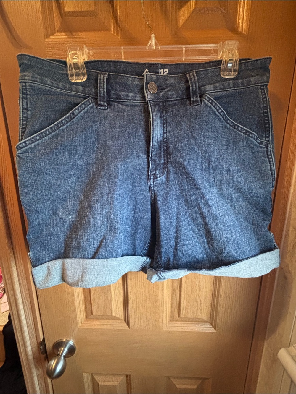 Classic Dark Blue Rolled Hem Women's Jean Shorts